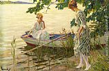 Edward Cucuel Canvas Paintings - An Afternoon on the Lake